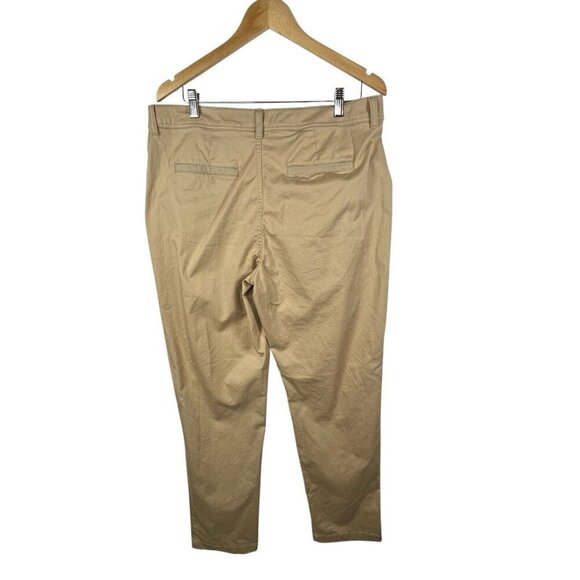 L.L Bean Lakewashed Chino Favorite Fit Pants women's size 14 Tan Workwear Office - Picture 2 of 10